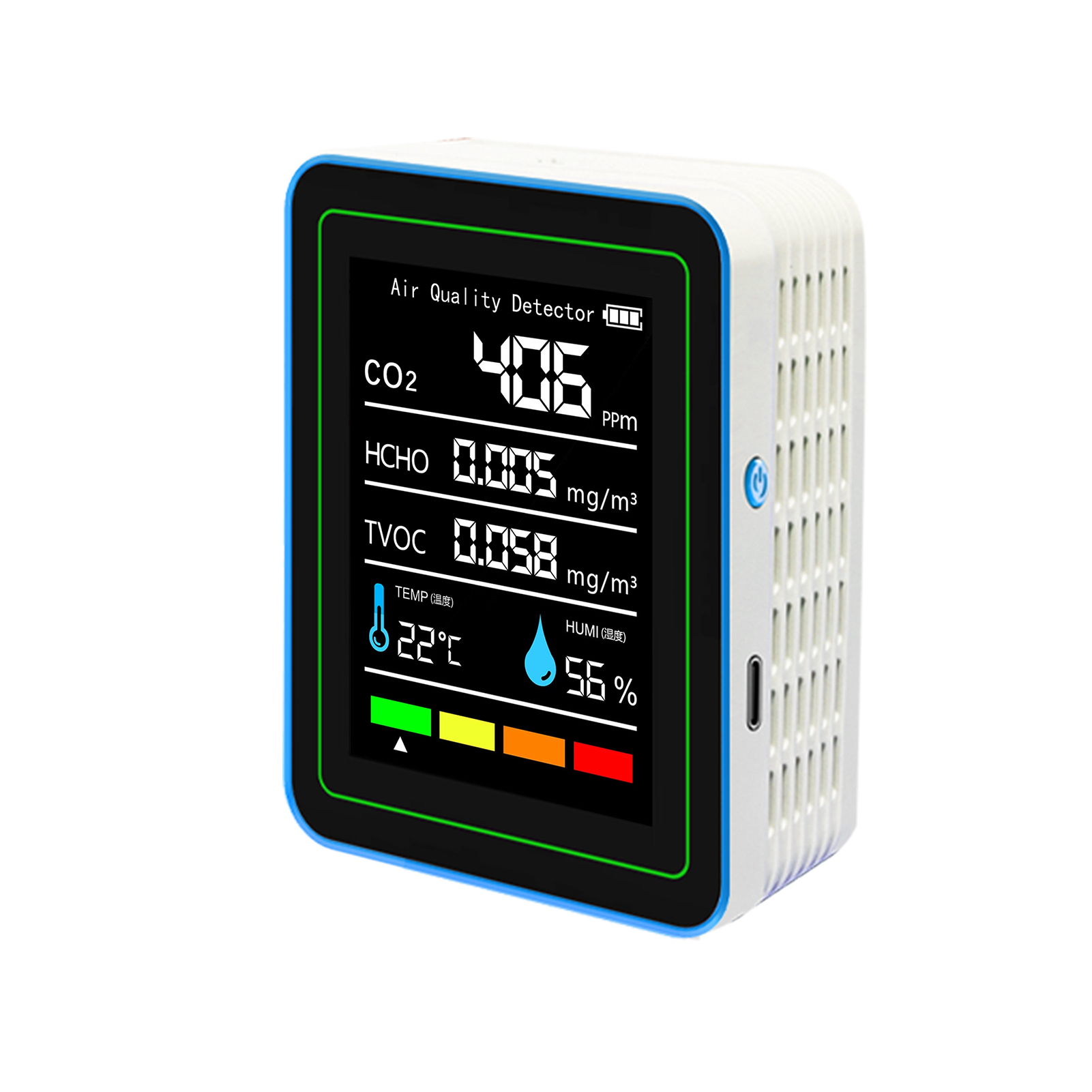 Air quality detector,Tester Office Air Quality Temperature Tvoc 5-in-1 Indoor Air Car Portable Co2 Quality Portable